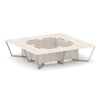 Steel Meet KD-PR.B.SP-16K (Денвер светлый/Серый) Стол переговорный квадратный