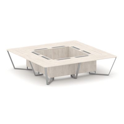 Steel Meet KD-PR.B.SP-16K (Денвер светлый/Серый) Стол переговорный квадратный