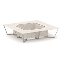 Steel Meet KDK-PR.B.SP-16K (Денвер светлый/Серый) Стол переговорный квадратный