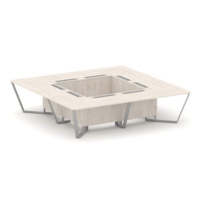 Steel Meet KDK-PR.B.SP-16K (Денвер светлый/Серый) Стол переговорный квадратный