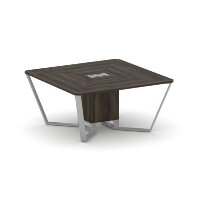 Steel Meet KD-PR.B.SP-08 (Дуб мали/Серый) Стол переговорный квадратный