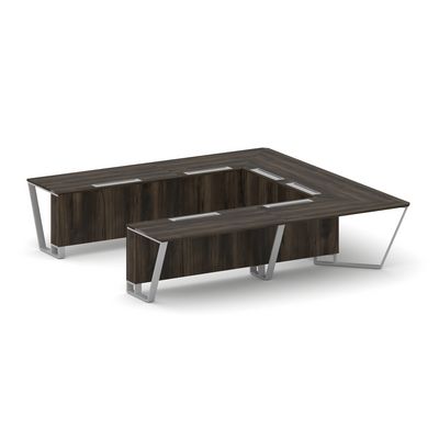 Steel Meet KD-PR.B.SP-11P (Дуб мали/Серый) Стол переговорный П-образный