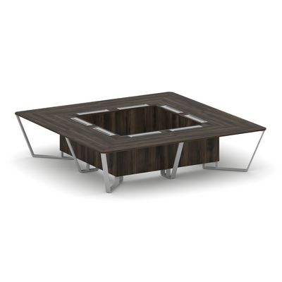 Steel Meet KD-PR.B.SP-16K (Дуб мали/Серый) Стол переговорный квадратный