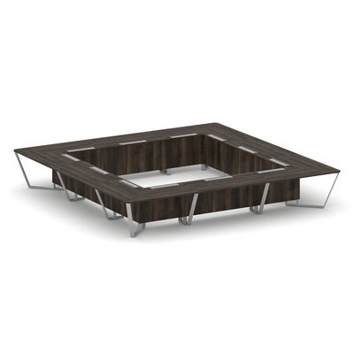 Steel Meet KD-PR.B.SP-24K (Дуб мали/Серый) Стол переговорный квадратный