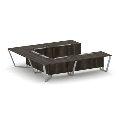 Steel Meet KDK-PR.B.SP-11P (Дуб мали/Серый) Стол переговорный П-образный