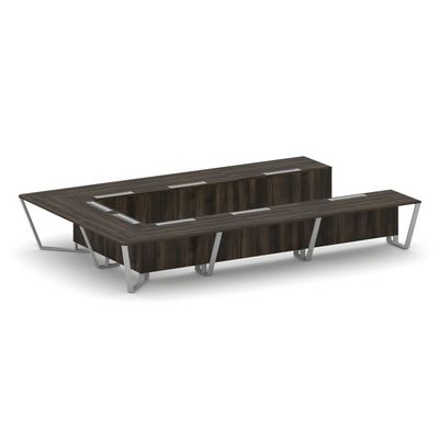 Steel Meet KDK-PR.B.SP-15P (Дуб мали/Серый) Стол переговорный П-образный