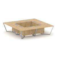 Steel Meet KD-PR.B.SP-16K (Тиквуд светлый/Серый) Стол переговорный квадратный