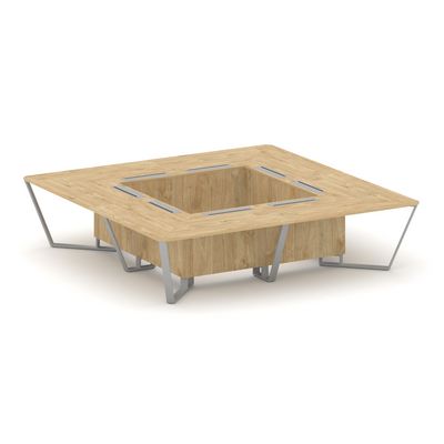 Steel Meet KD-PR.B.SP-16K (Тиквуд светлый/Серый) Стол переговорный квадратный