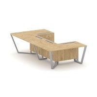 Steel Meet KDK-PR.B.SP-07P (Тиквуд светлый/Серый) Стол переговорный П-образный