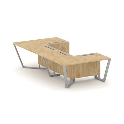 Steel Meet KDK-PR.B.SP-07P (Тиквуд светлый/Серый) Стол переговорный П-образный