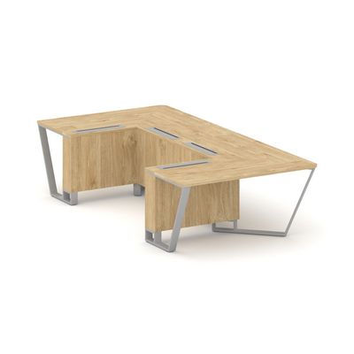 Steel Meet KDK-PR.B.SP-07P (Тиквуд светлый/Серый) Стол переговорный П-образный