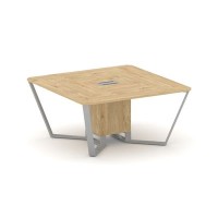 Steel Meet KDK-PR.B.SP-08 (Тиквуд светлый/Серый) Стол переговорный квадратный