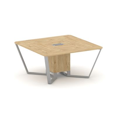 Steel Meet KDK-PR.B.SP-08 (Тиквуд светлый/Серый) Стол переговорный квадратный