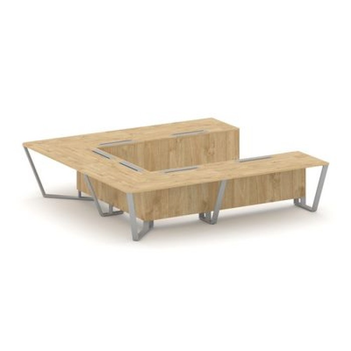 Стил Мит KDK-PR.B.SP-11P (Тиквуд светлый/Серый) Стол переговорный П-образный