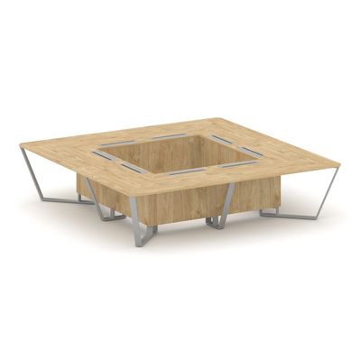 Steel Meet KDK-PR.B.SP-16K (Тиквуд светлый/Серый) Стол переговорный квадратный