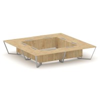 Steel Meet KDK-PR.B.SP-20K2 (Тиквуд светлый/Серый) Стол переговорный квадратный