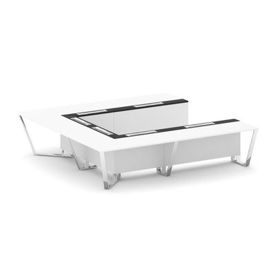 Steel Meet MM-PR.B.SP-11P (Белый бриллиант/Графит) Стол переговорный П-образный