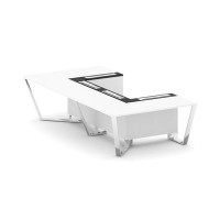 Steel Meet MMK-PR.B.SP-07P (Белый бриллиант/Графит) Стол переговорный П-образный