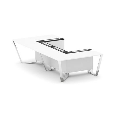 Steel Meet MMK-PR.B.SP-07P (Белый бриллиант/Графит) Стол переговорный П-образный