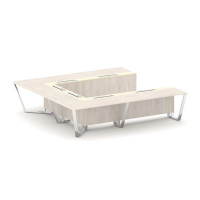 Steel Meet MM-PR.B.SP-11P (Денвер светлый/Ваниль) Стол переговорный П-образный