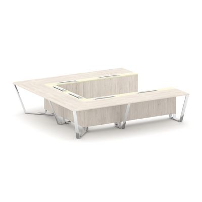 Steel Meet MMK-PR.B.SP-11P (Денвер светлый/Ваниль) Стол переговорный П-образный