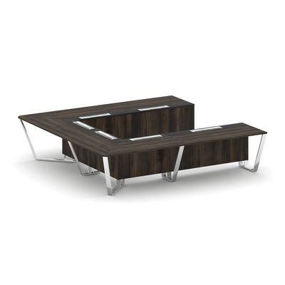 Steel Meet MMK-PR.B.SP-11P (Дуб мали/Графит) Стол переговорный П-образный