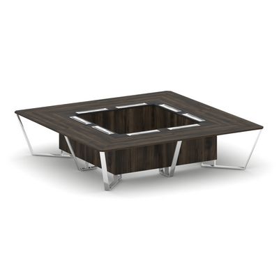 Steel Meet MMK-PR.B.SP-16K (Дуб мали/Графит) Стол переговорный квадратный