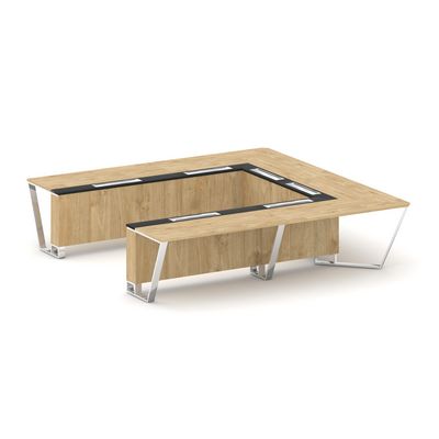 Steel Meet MM-PR.B.SP-11P (Тиквуд светлый/Графит) Стол переговорный П-образный