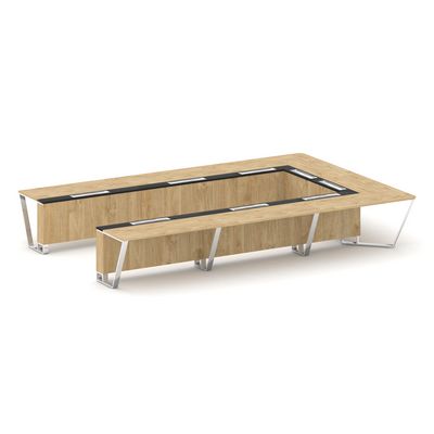 Steel Meet MM-PR.B.SP-15P (Тиквуд светлый/Графит) Стол переговорный П-образный