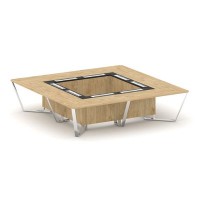 Steel Meet MM-PR.B.SP-16K (Тиквуд светлый/Графит) Стол переговорный квадратный