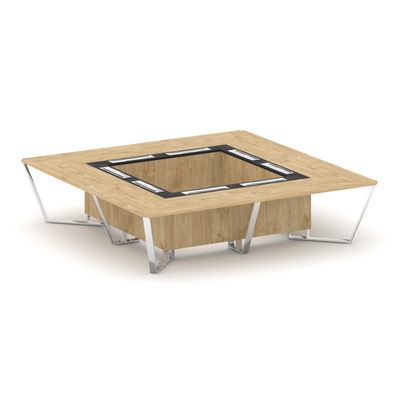 Steel Meet MM-PR.B.SP-16K (Тиквуд светлый/Графит) Стол переговорный квадратный