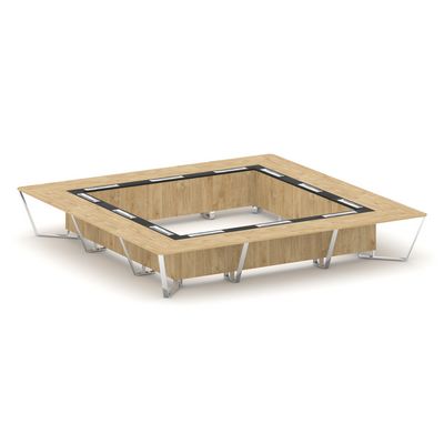 Steel Meet MM-PR.B.SP-24K (Тиквуд светлый/Графит) Стол переговорный квадратный