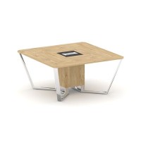 Steel Meet MMK-PR.B.SP-08 (Тиквуд светлый/Графит) Стол переговорный квадратный