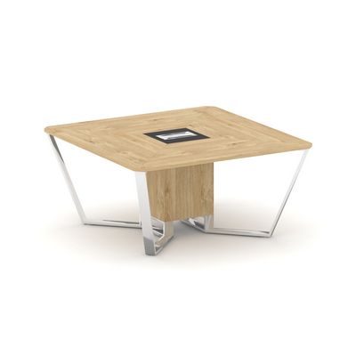 Steel Meet MMK-PR.B.SP-08 (Тиквуд светлый/Графит) Стол переговорный квадратный