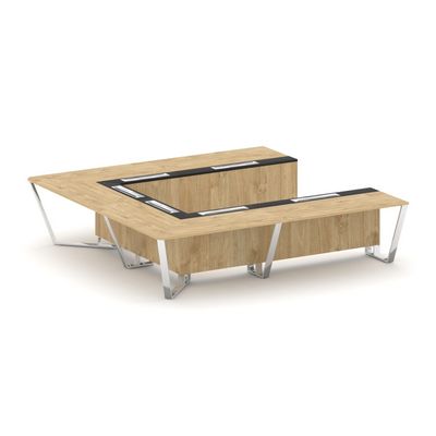 Steel Meet MMK-PR.B.SP-11P (Тиквуд светлый/Графит) Стол переговорный П-образный