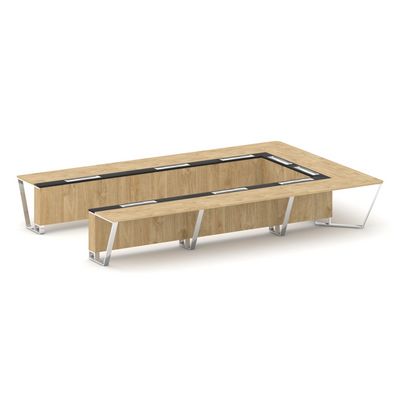 Steel Meet MMK-PR.B.SP-15P (Тиквуд светлый/Графит) Стол переговорный П-образный