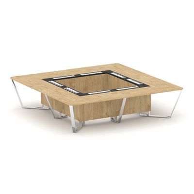 Steel Meet MMK-PR.B.SP-16K (Тиквуд светлый/Графит) Стол переговорный квадратный