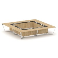 Steel Meet MMK-PR.B.SP-20K2 (Тиквуд светлый/Графит) Стол переговорный квадратный