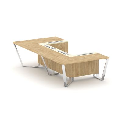Steel Meet MM-PR.B.SP-07P (Тиквуд светлый/Ваниль) Стол переговорный П-образный