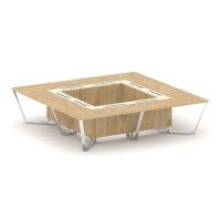 Steel Meet MM-PR.B.SP-16K (Тиквуд светлый/Ваниль) Стол переговорный квадратный