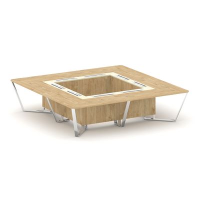 Steel Meet MM-PR.B.SP-16K (Тиквуд светлый/Ваниль) Стол переговорный квадратный