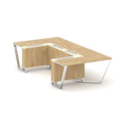 Steel Meet MMK-PR.B.SP-07P (Тиквуд светлый/Ваниль) Стол переговорный П-образный