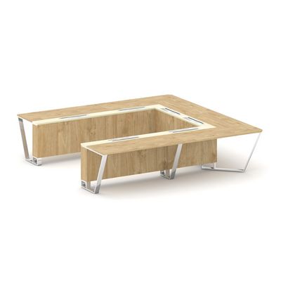 Steel Meet MMK-PR.B.SP-11P (Тиквуд светлый/Ваниль) Стол переговорный П-образный