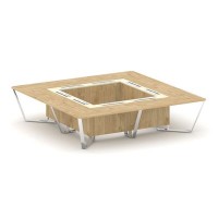 Steel Meet MMK-PR.B.SP-16K (Тиквуд светлый/Ваниль) Стол переговорный квадратный