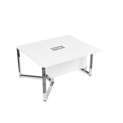 Summit 16СКН.124 (Белый премиум/Металл глянец) Стол-квадрат бенч, начальный модуль