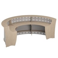 Формула Комплект 1 ВЗ (Вяз светлый) Стойка ресепшн, вариант компоновки N 1 (Три модуля 60 грд.,изогнутых наружу)