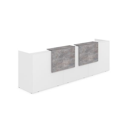 Лаунж 1КР-ДС.002 (Белый/Basalt) Комплект Ресепшн с фартуком ЛДСП (без подсветки)