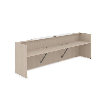 Лаунж 1КР-ДС.002.1 (Шамони светлый/Белый) Комплект Ресепшн с фартуком ЛДСП (с подсветкой)