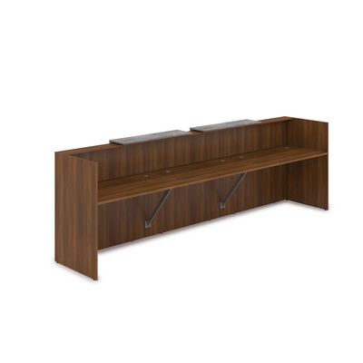 Лаунж 1КР-ДС.002.1 (Шамони темный/Basalt) Комплект Ресепшн с фартуком ЛДСП (с подсветкой)