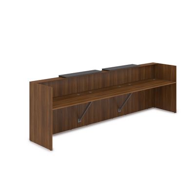 Лаунж 1КР-ДС.002.1 (Шамони темный/Графит) Комплект Ресепшн с фартуком ЛДСП (с подсветкой)